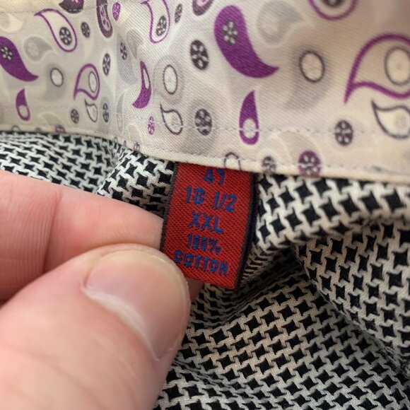 Robert Graham Black White Long Sleeve Button Down Shirt Mens 2XL - Picture 4 of 7